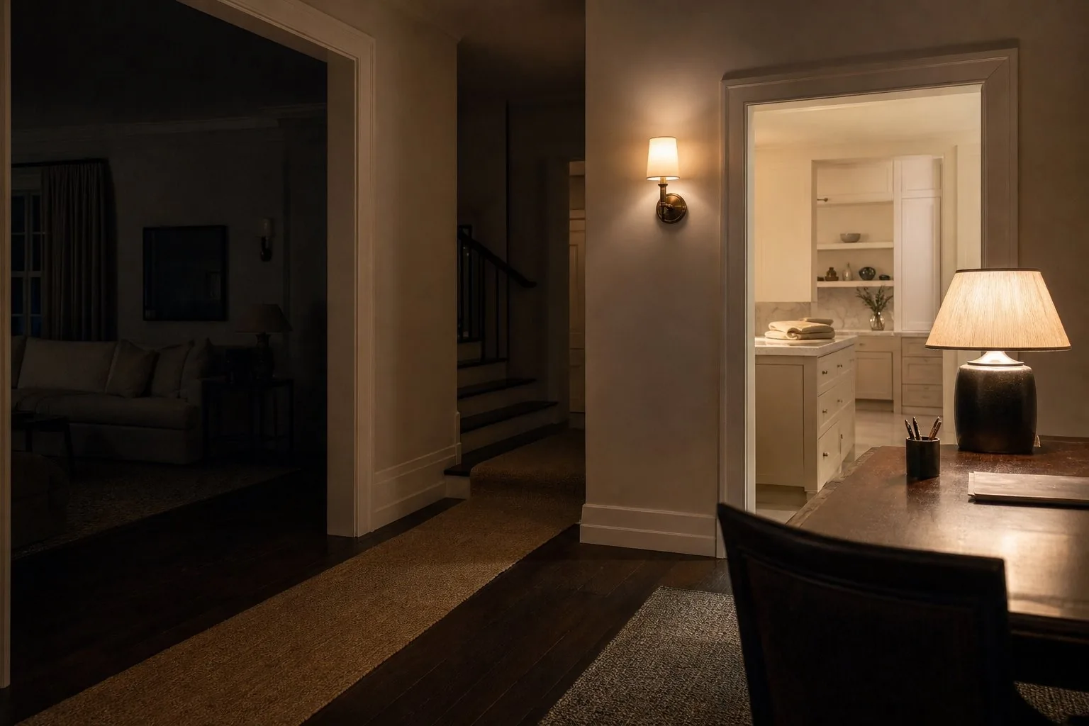 Illustrative home with essential circuits illuminated during an outage